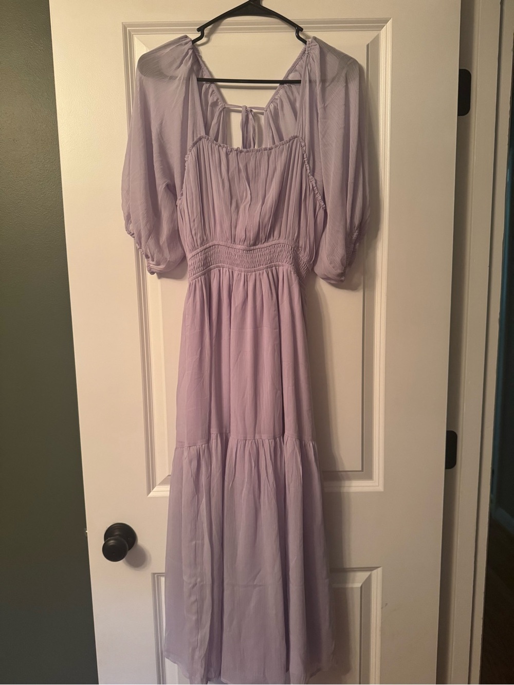 Wishlist Lilac Tiered Maxi Dress with Puff Sleeves